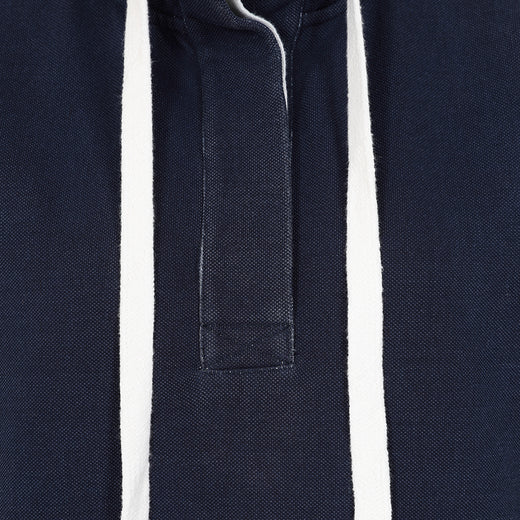 LJ301 - Pique Button Neck Sweatshirt - Twilight - White Drawstrings