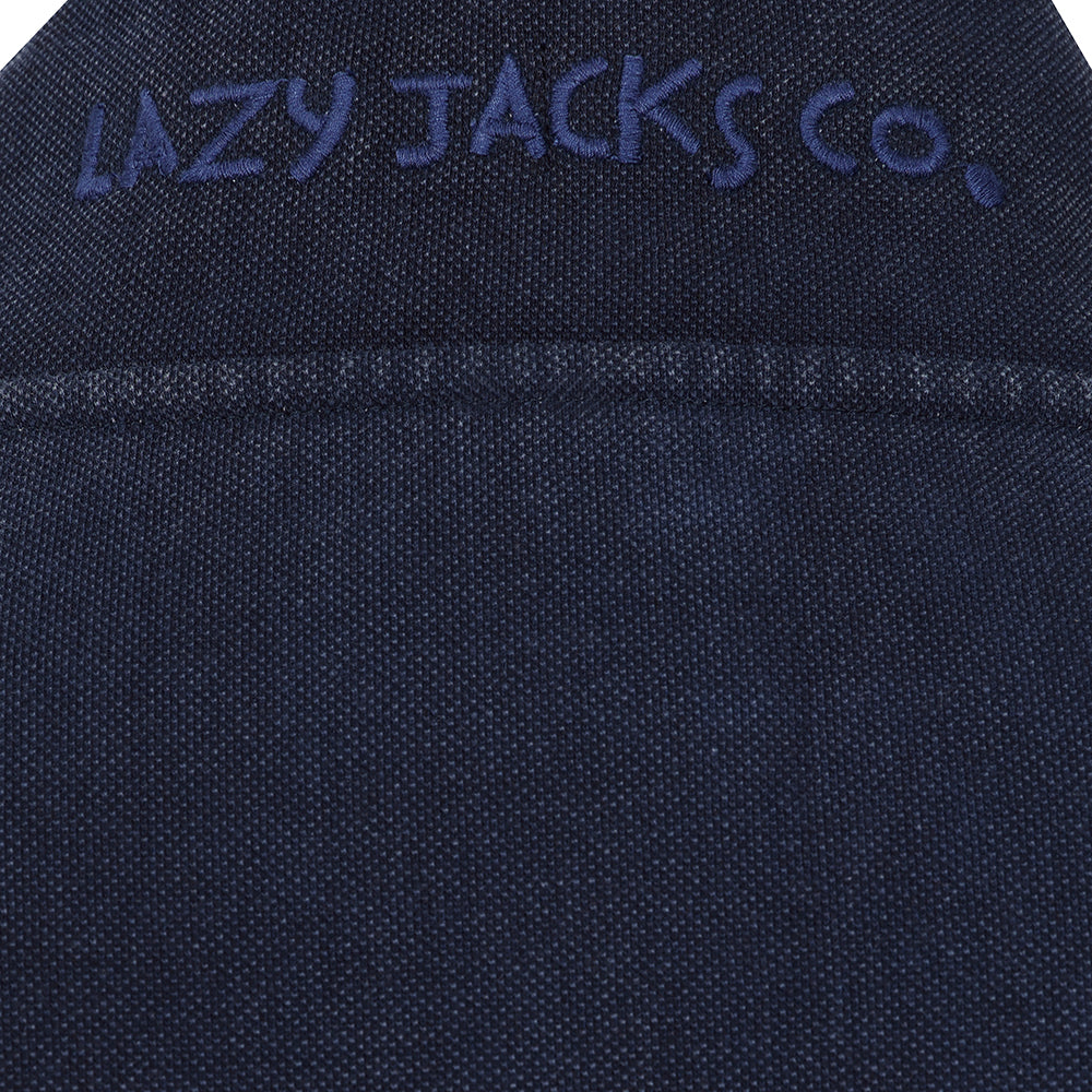 LJ301 - Pique Button Neck Sweatshirt - Twilight - White Drawstrings