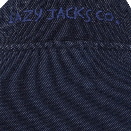 LJ301 - Pique Button Neck Sweatshirt - Twilight - White Drawstrings