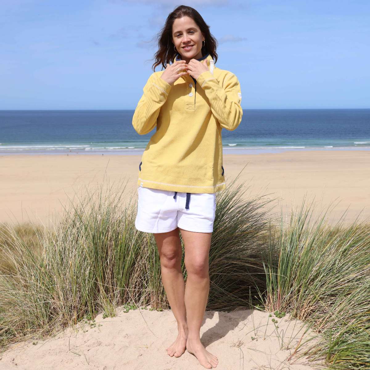 LJ301 - Pique Button Neck Sweatshirt - Lemon