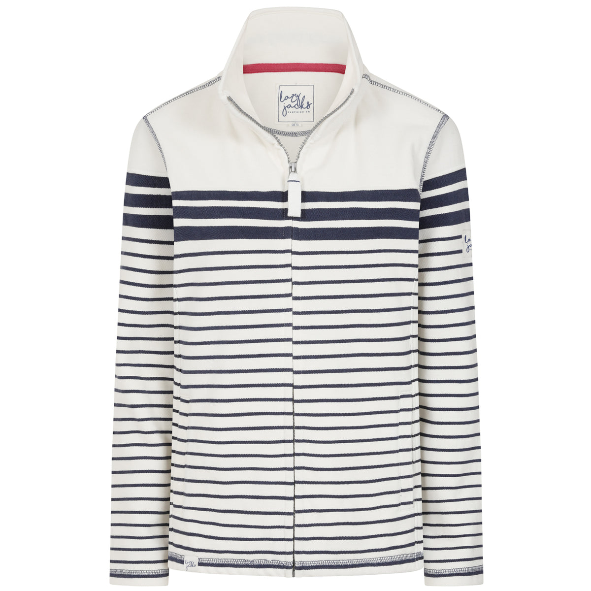 LJ304S - Striped Pique Full Zip Sweatshirt - Twilight
