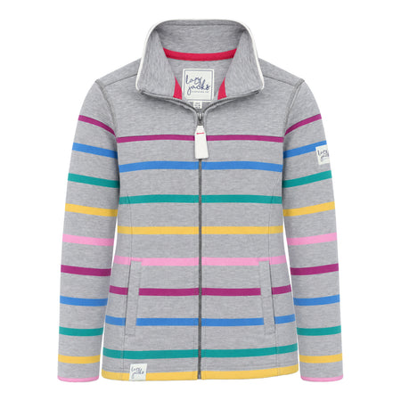 LJ32 - Full Zip Striped Sweatshirt - Colourful Grey Marle