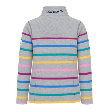 LJ32 - Full Zip Striped Sweatshirt - Colourful Grey Marle