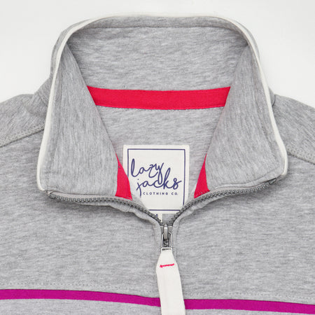 LJ32 - Full Zip Striped Sweatshirt - Colourful Grey Marle