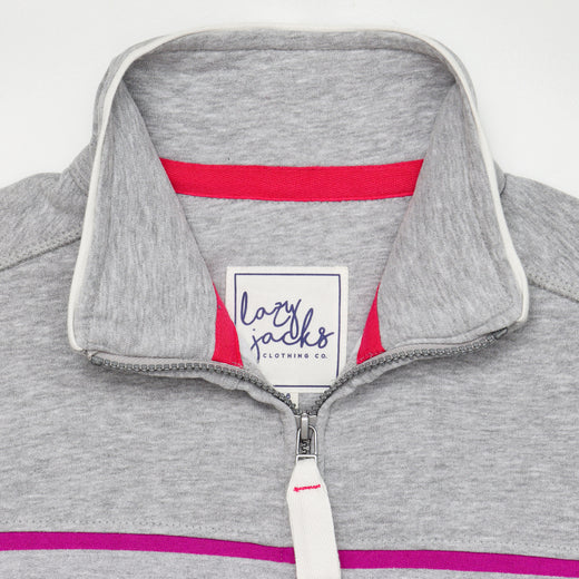 LJ32 - Full Zip Striped Sweatshirt - Colourful Grey Marle