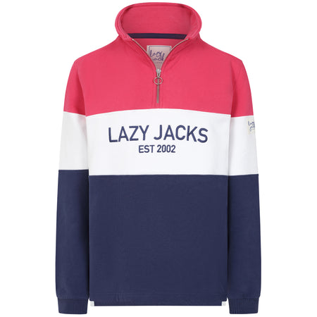 LJ322 - Ladies Quarter Zip Sweatshirt - Cherry/Twilight