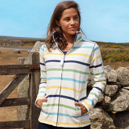 LJ32 - Ladies Striped Full Zip Sweatshirt - Greens