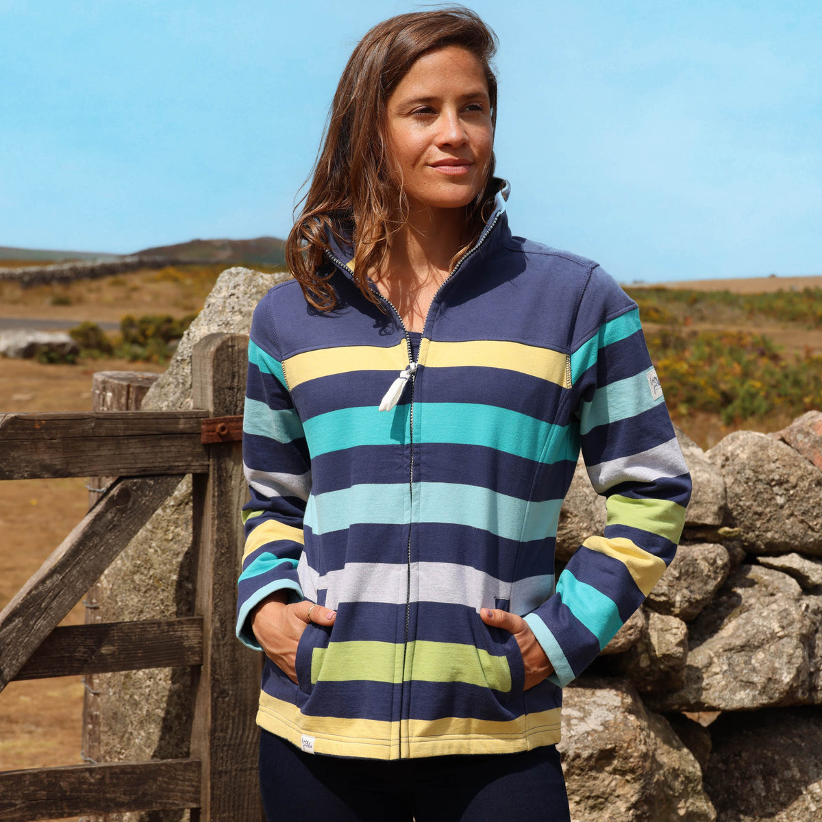LJ32 - Full Zip Striped Sweatshirt - Twilight Pistachio