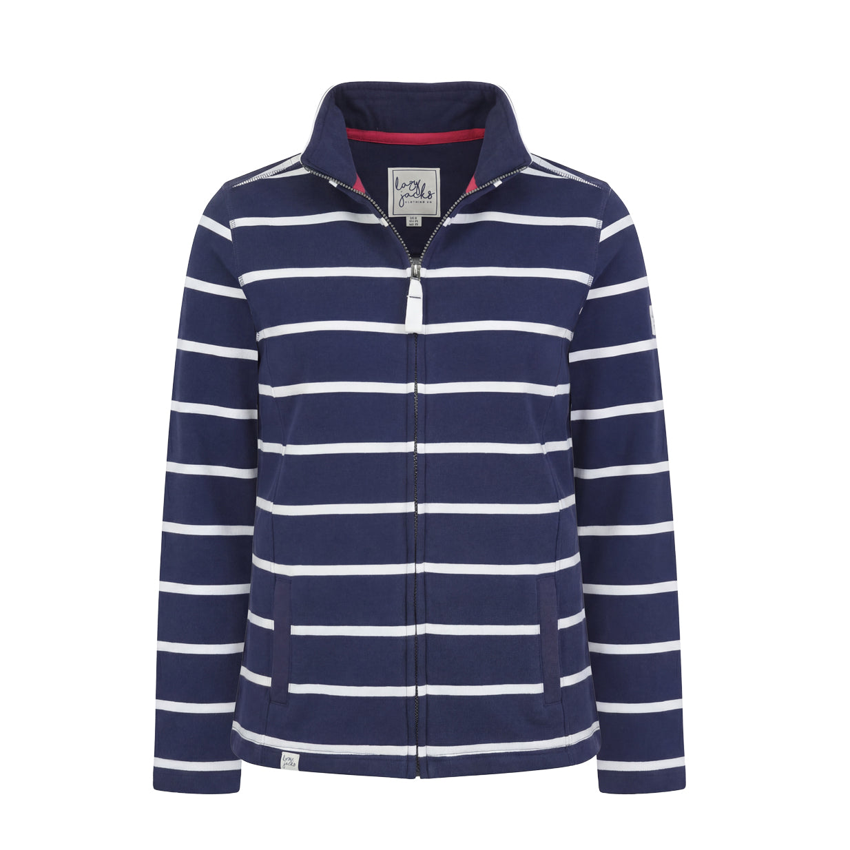 LJ32 - Ladies Striped Full Zip Sweatshirt - White
