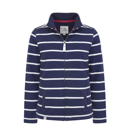 LJ32 - Ladies Striped Full Zip Sweatshirt - White