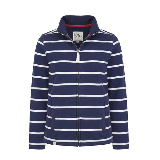LJ32 - Ladies Striped Full Zip Sweatshirt - White