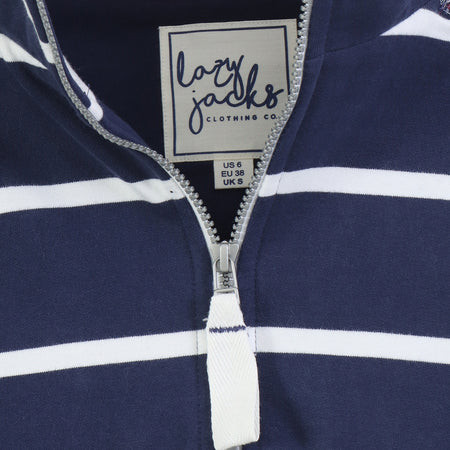 LJ32 - Ladies Striped Full Zip Sweatshirt - White