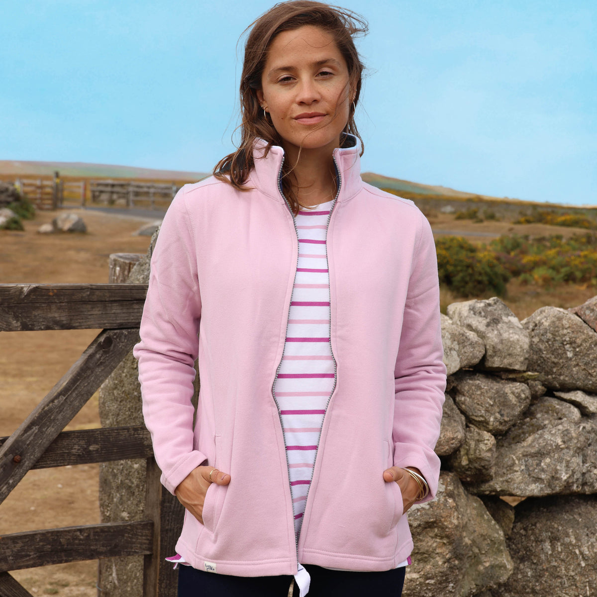 LJ33 - Ladies Full Zip Sweatshirt - Pink