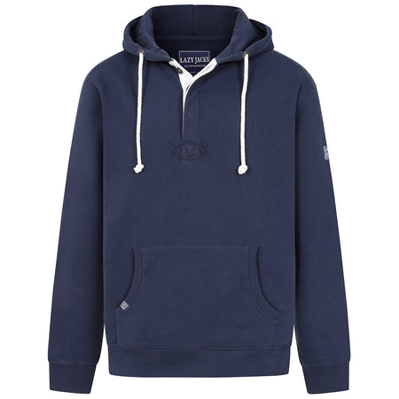 LJ34 - Men's Hooded Button Neck Sweatshirt - Marine