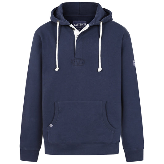 LJ34 - Men's Hooded Button Neck Sweatshirt - Marine