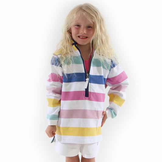 LJ35C - 1/4 Zip Striped Sweatshirt - Pastel