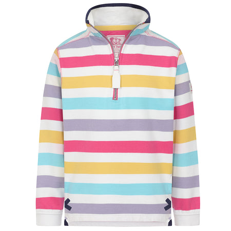 LJ35C - 1/4 Zip Striped Sweatshirt - Bright Pastel