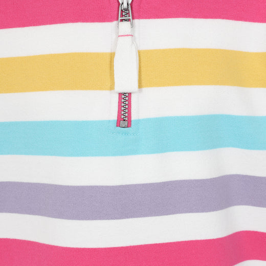 LJ35C - 1/4 Zip Striped Sweatshirt - Bright Pastel