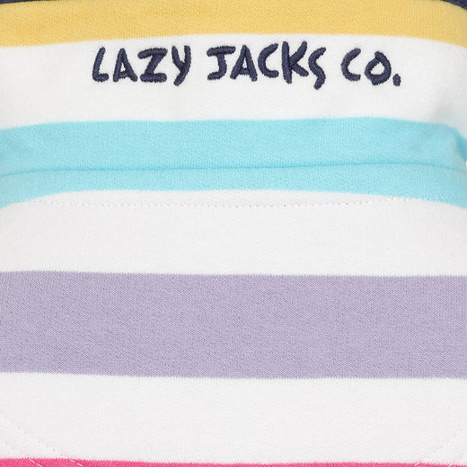 LJ35C - 1/4 Zip Striped Sweatshirt - Bright Pastel
