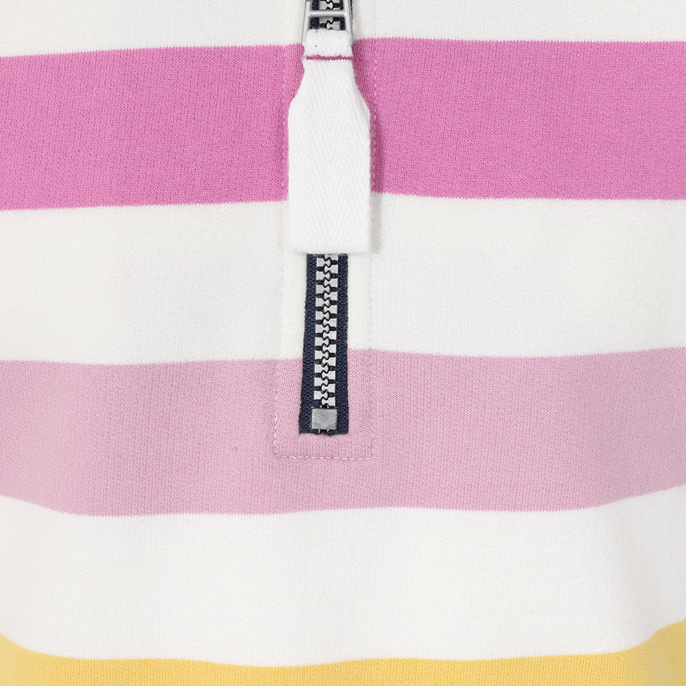 LJ35C - Girls Striped 1/4 Zip Sweatshirt - Pastel