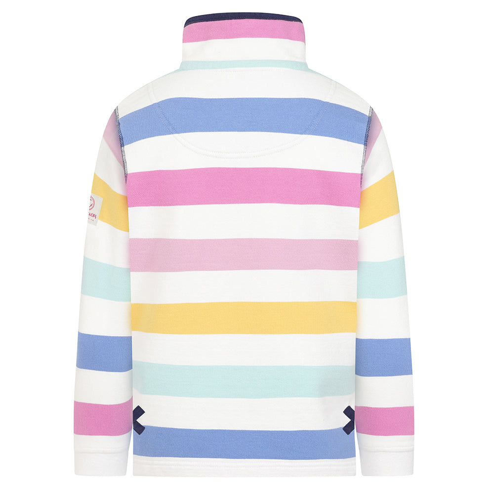 LJ35C - Girls Striped 1/4 Zip Sweatshirt - Pastel