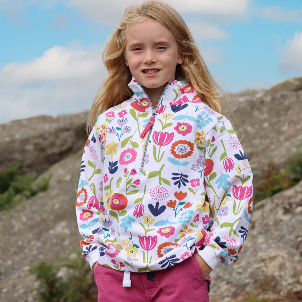 LJ35CP - Girls Printed 1/4 Zip Sweatshirt - Bouquet