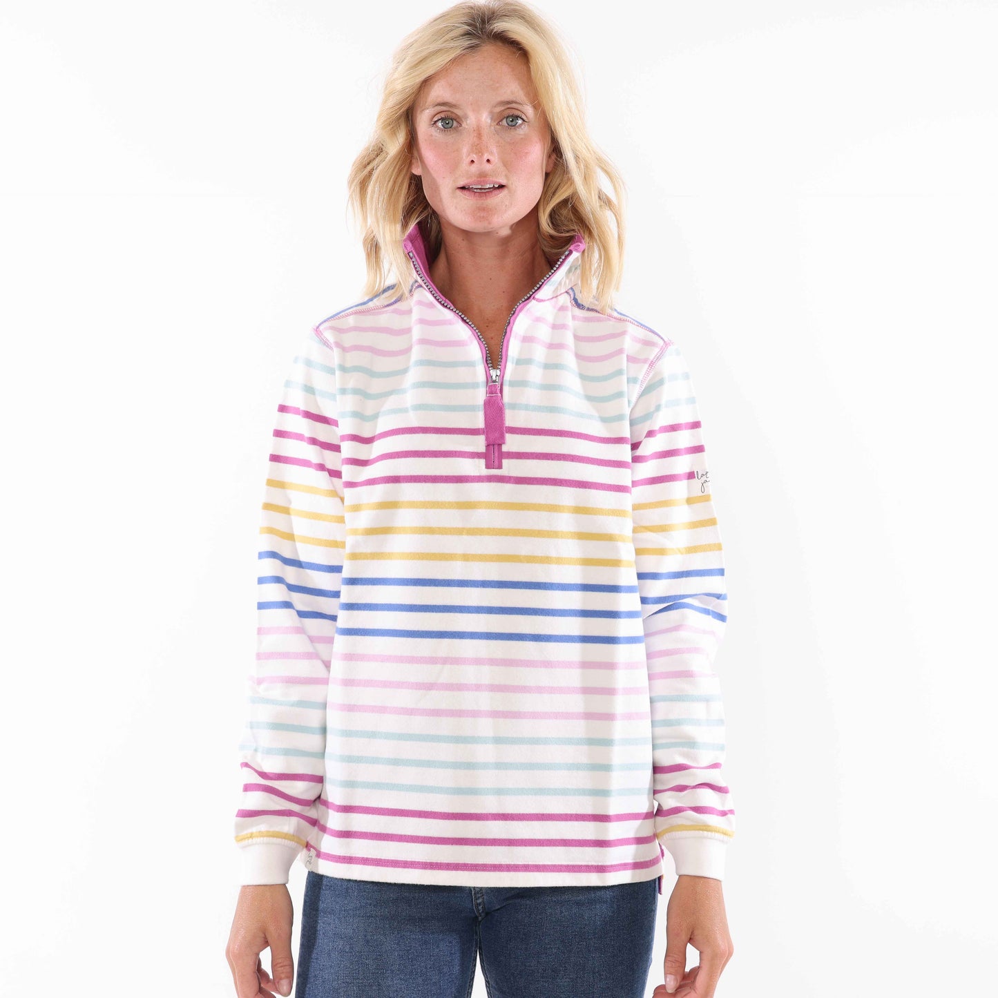 LJ35 - Ladies' Striped 1/4 Zip Sweatshirt - Rainbow