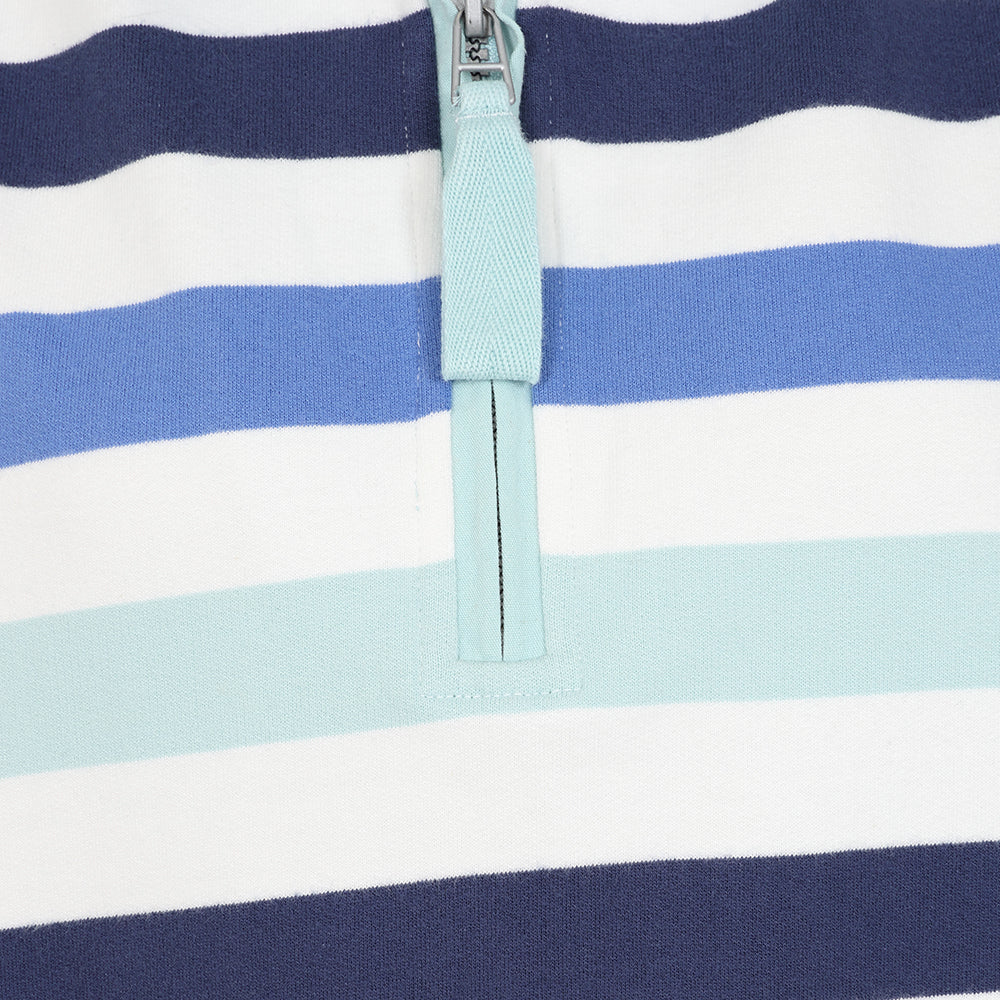 LJ35 - Ladies' Striped 1/4 Zip Sweatshirt - Blue