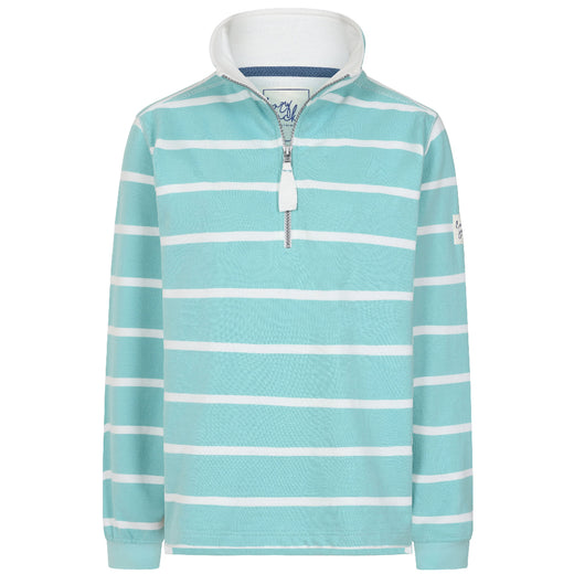 LJ35  - Ladies Striped Quarter Zip Sweatshirt -  Peppermint