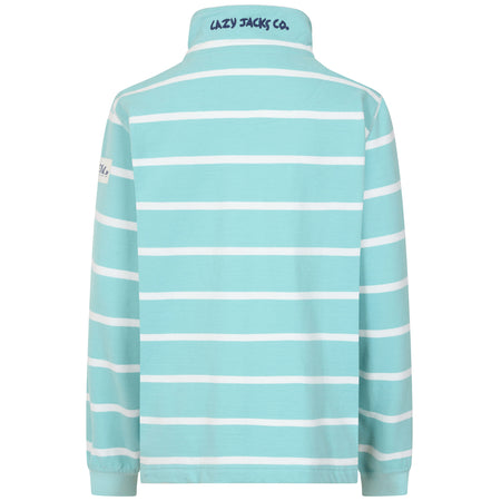 LJ35  - Ladies Striped Quarter Zip Sweatshirt -  Peppermint