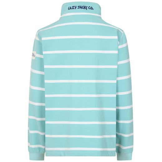 LJ35  - Ladies Striped Quarter Zip Sweatshirt -  Peppermint
