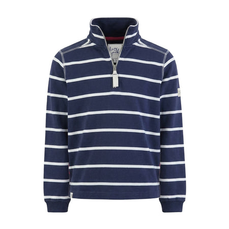 LJ35 - Ladies Striped Quarter Zip Sweatshirt - White