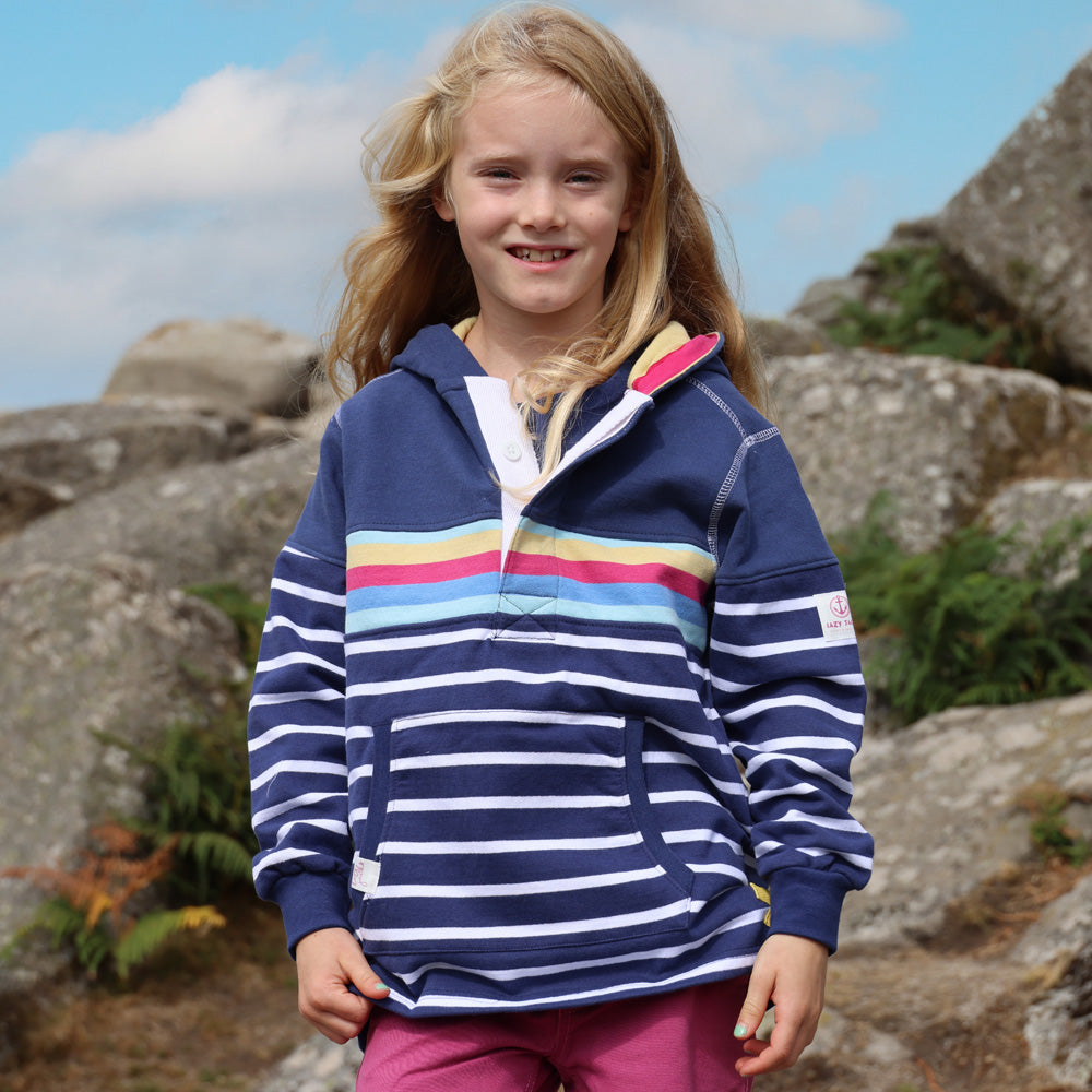 LJ36C  - Button Neck Hooded Sweatshirt - Prism