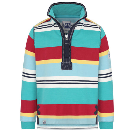 LJ39C - Boys 1/4 Zip Striped Sweatshirt - Aquarius