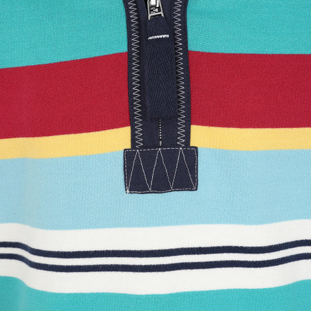 LJ39C - Boys 1/4 Zip Striped Sweatshirt - Aquarius
