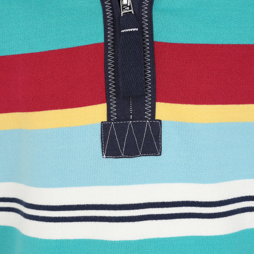 LJ39C - Boys 1/4 Zip Striped Sweatshirt - Aquarius