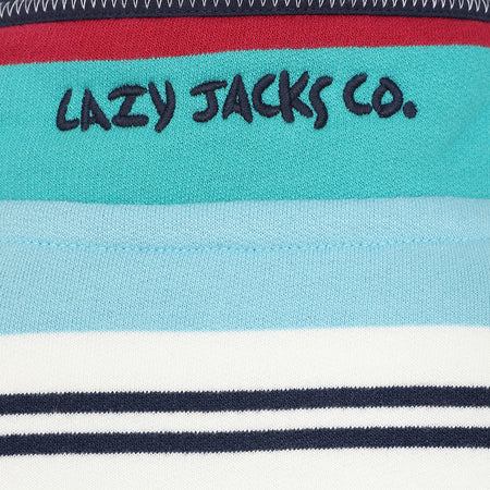 LJ39C - Boys 1/4 Zip Striped Sweatshirt - Aquarius