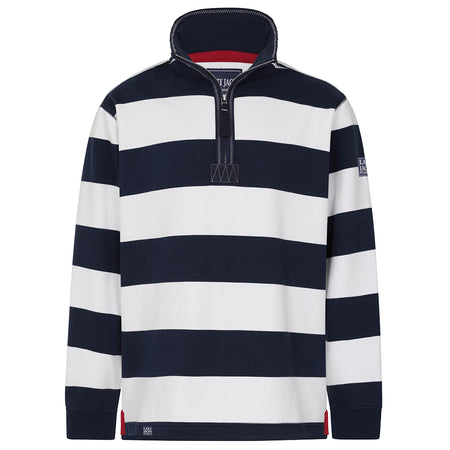 LJ39 - Mens Striped 1/4 Zip Sweatshirt - Marine