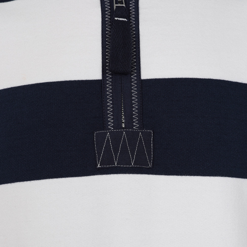 LJ39 - Mens Striped 1/4 Zip Sweatshirt - Marine