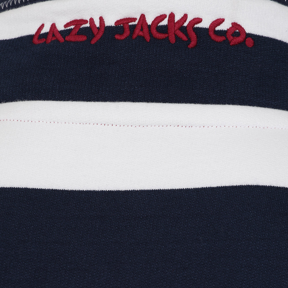 LJ39 - Mens Striped 1/4 Zip Sweatshirt - Marine