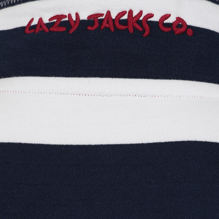 LJ39 - Mens Striped 1/4 Zip Sweatshirt - Marine
