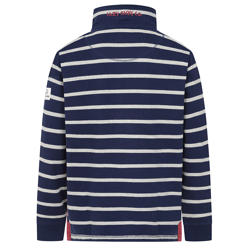LJ39 - Mens Striped 1/4 Zip Striped Sweatshirt - Grey Marle
