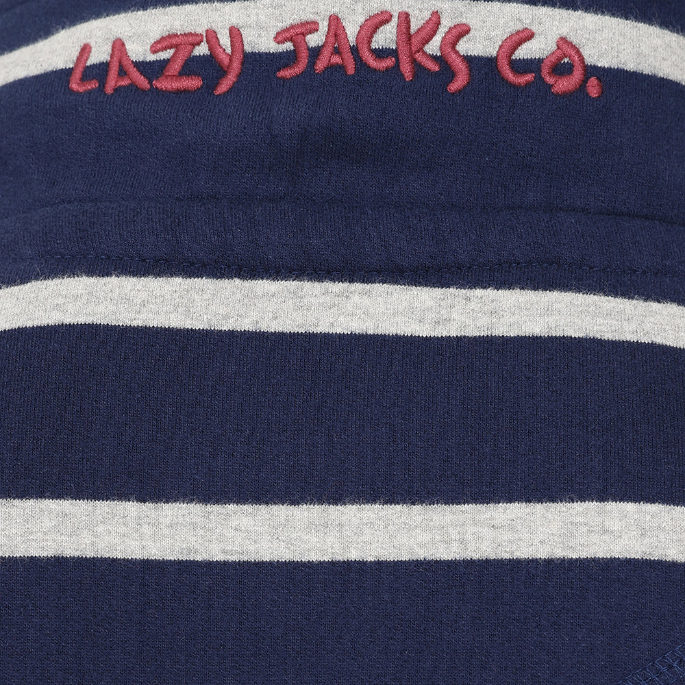 LJ39 - Mens Striped 1/4 Zip Striped Sweatshirt - Grey Marle