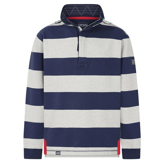 LJ39 - Striped 1/4 zip sweatshirt - Grey Marle