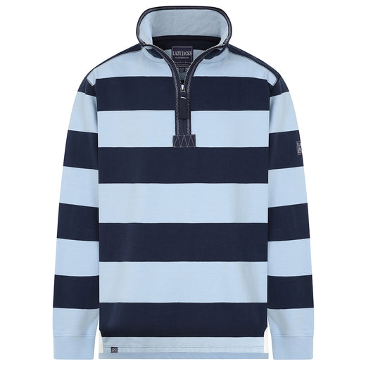 LJ39 - Mens Striped 1/4 Zip Sweatshirt - Sky