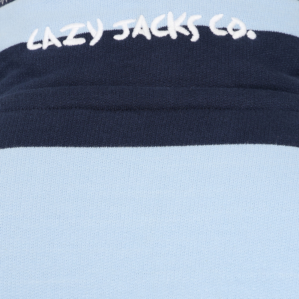 LJ39 - Mens Striped 1/4 Zip Sweatshirt - Sky