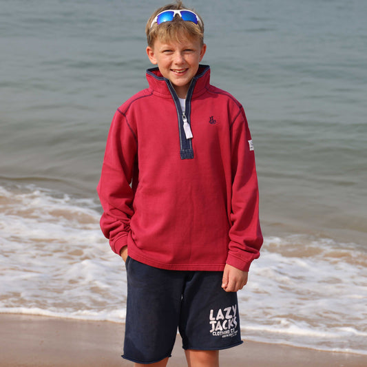 LJ40C - Boys 1/4 Zip - Crimson