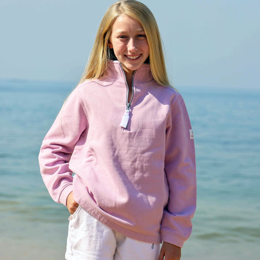 LJ3C - Girl's 1/4 Zip Sweatshirt - Pink