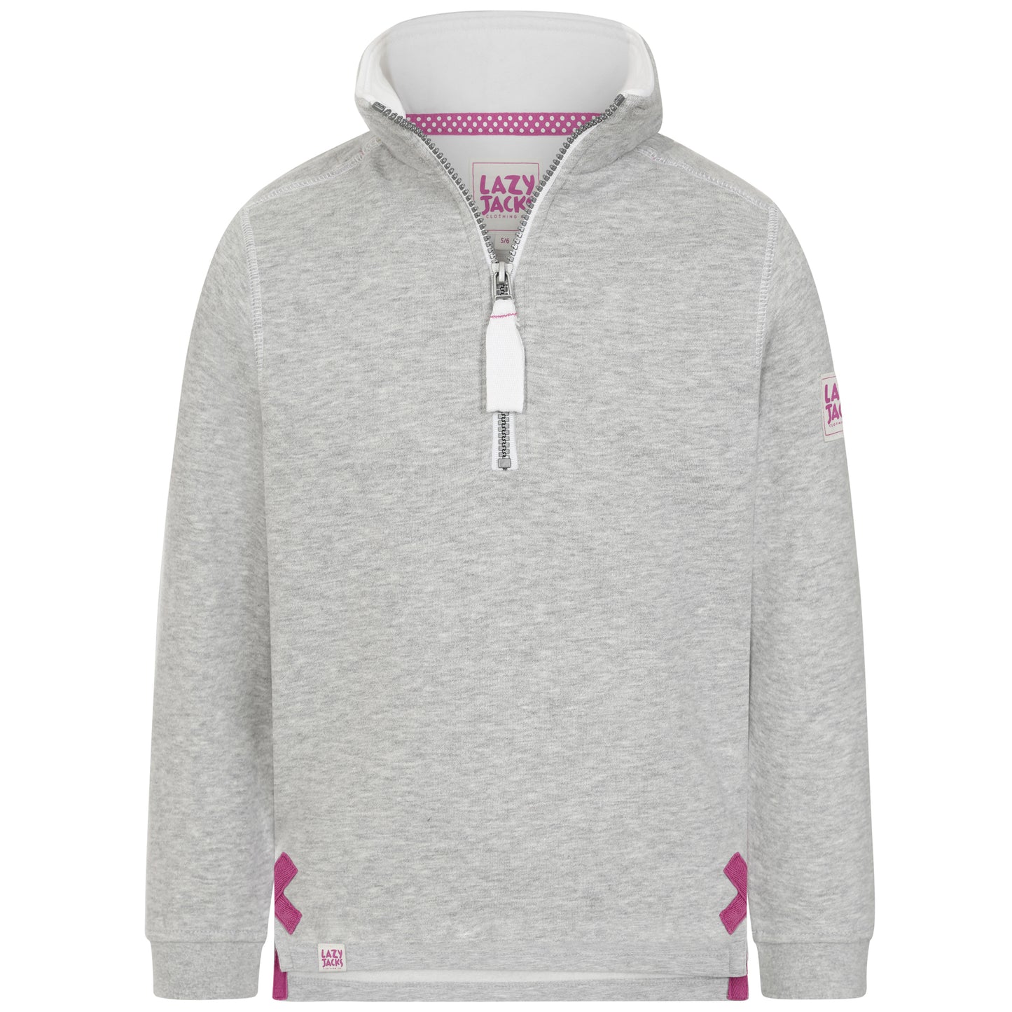 LJ3C - Girl's 1/4 Zip Sweatshirt - Grey Marl