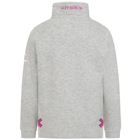 LJ3C - Girl's 1/4 Zip Sweatshirt - Grey Marl